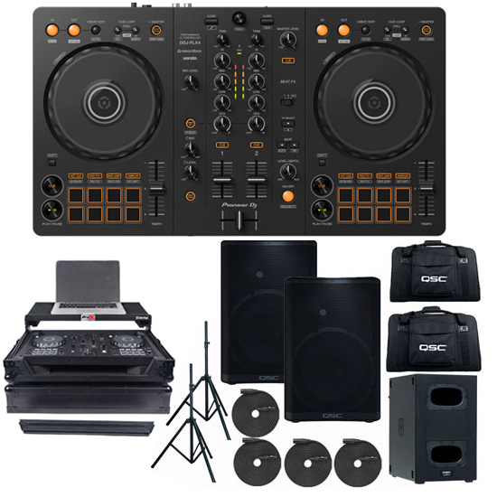 Pioneer DDJ-FLX4 and QSC CP12 with KS112 Package