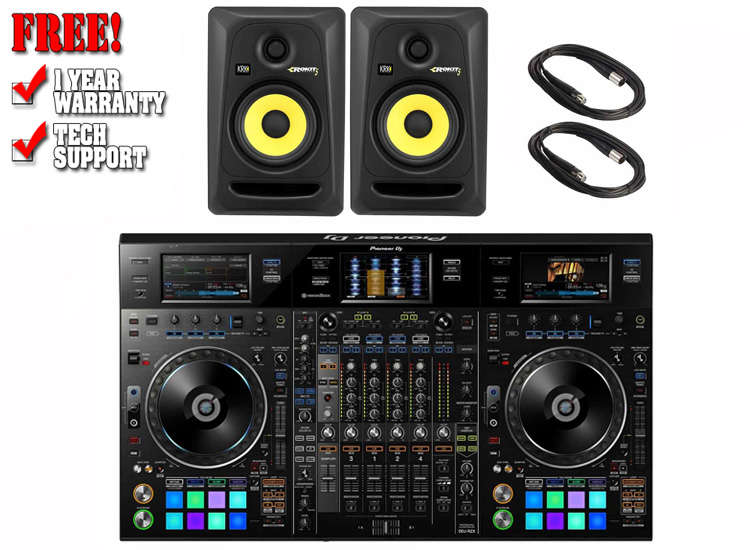 Pioneer DDJ-RZX Pro 4-Channel Rekordbox with KRK Rokit 5" Powered Monitor Speakers Package