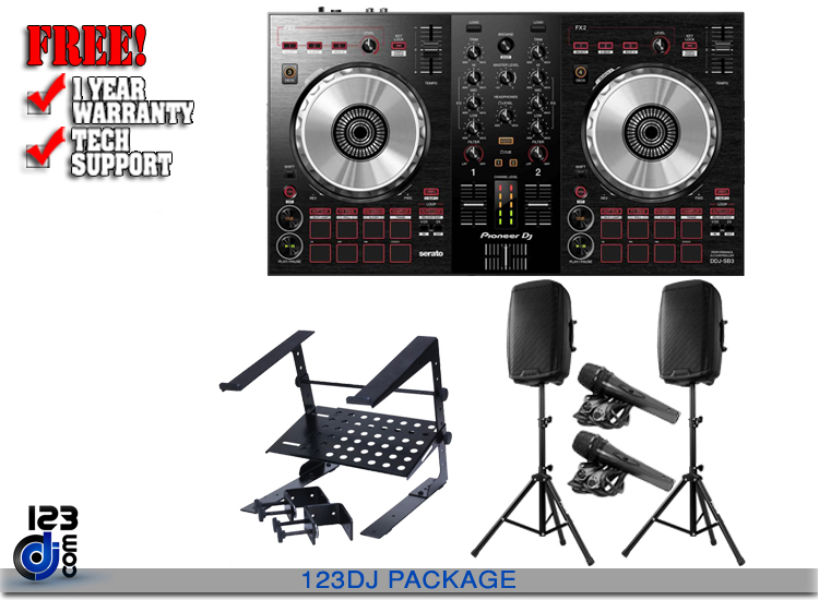 Pioneer DDJ-SB3 and Gemini AS-2115BT-PK with American Audio UNI LTS  Package