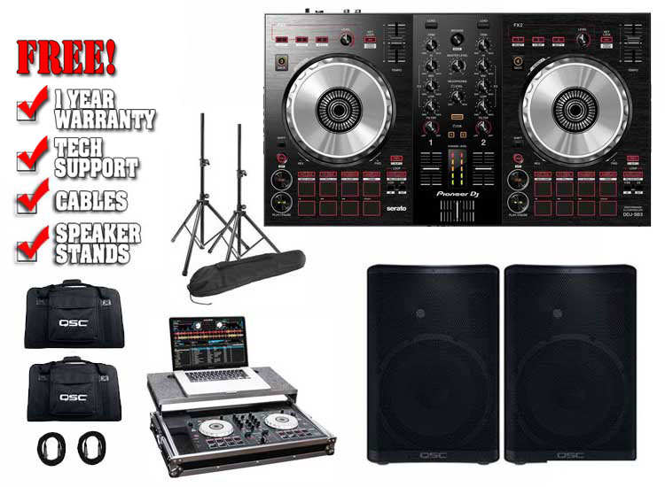 Pioneer DDJ-SB3 and QSC CP12 with Odyssey FRGSPIDDJSB Package