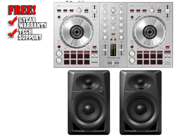 Pioneer DDJ-SB3-S Silver and DM-40 Black Pack