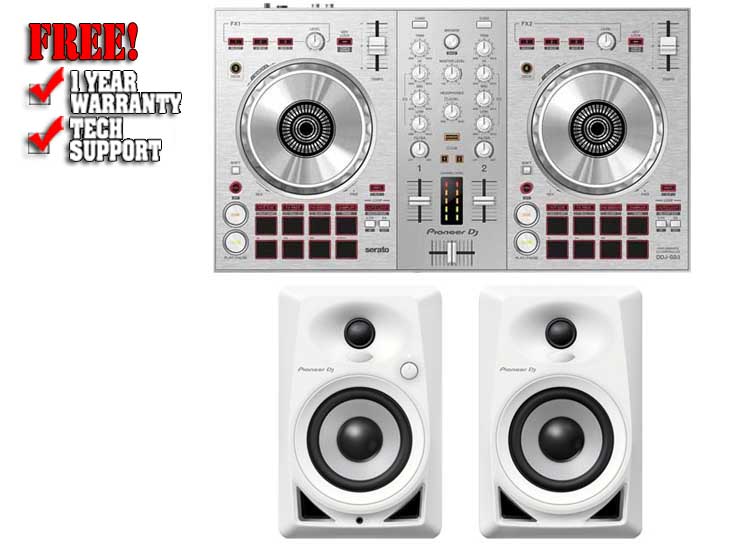 Pioneer DDJ-SB3-S Silver and DM-40 White Pack 