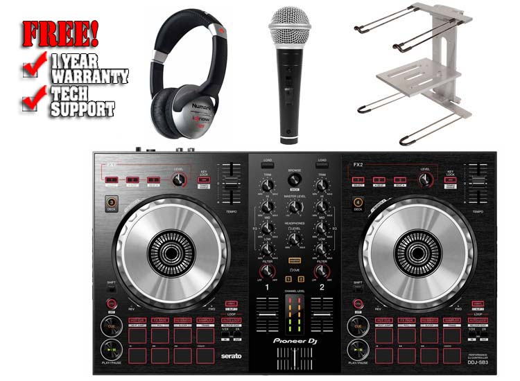 Pioneer DJ DDJ-SB3 with DJ Stand & Headphones Package