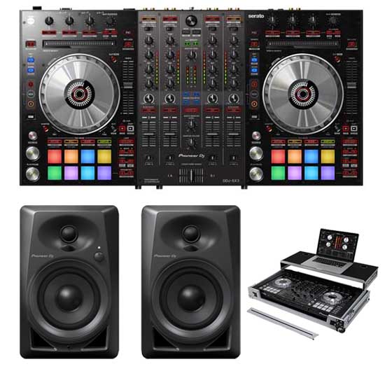 Pioneer DDJ-SX3 and Pioneer DM-40 Black with Odyssey FRGSPIDDJRX Package