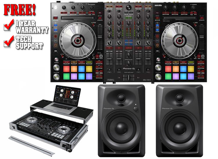 Pioneer DDJ-SX3 and Pioneer DM-40 Black with Odyssey FRGSPIDDJRX Package