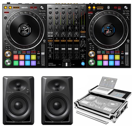 Pioneer DDJ1000SRT and Pioneer DM-40 Black with Odyssey FZGSDDJ1000W Package