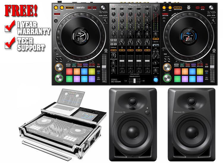 Pioneer DDJ1000SRT and Pioneer DM-40 Black with Odyssey FZGSDDJ1000W Package