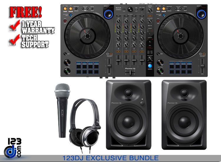 Pioneer DJ DDJ-FLX6-GT and DM-40 Black Package