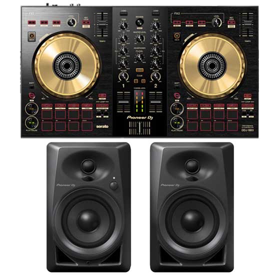 Pioneer DJ DDJ-SB3-N Gold and DM-40 Black Pack