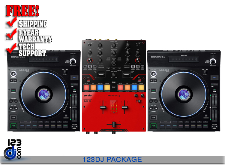 Pioneer DJ DJM-S5 DJ Mixer & 2 DENON DJ LC6000 PRIME Package