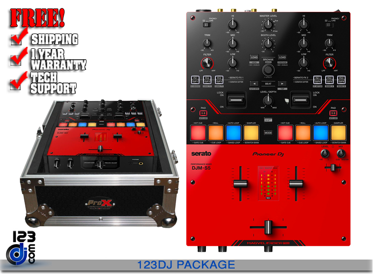 Pioneer DJ DJM-S5 DJ Mixer & PROX XS-M10 Flight Case Package