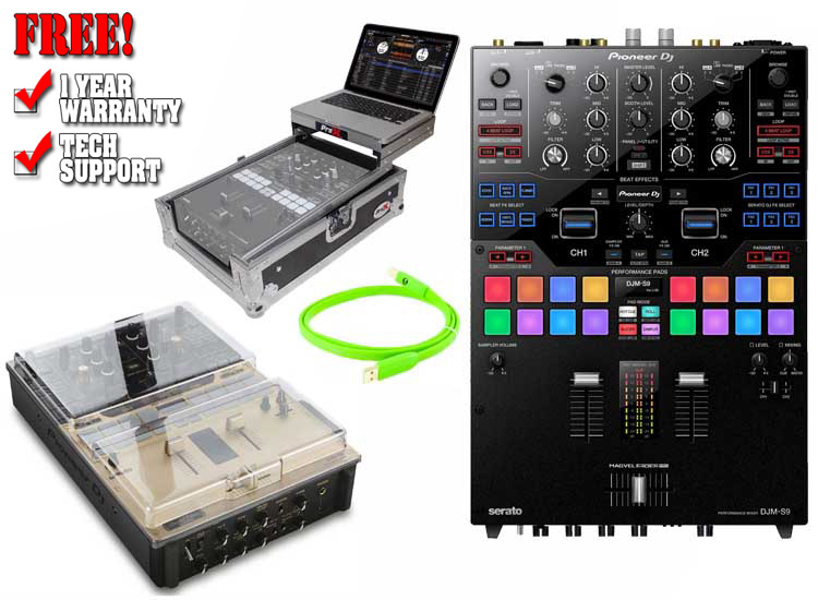 PIONEER DJ DJM-S9 2 Channel Serato DJ Mixer + Flight Case + Decksaver Cover + USB Cable Bundle