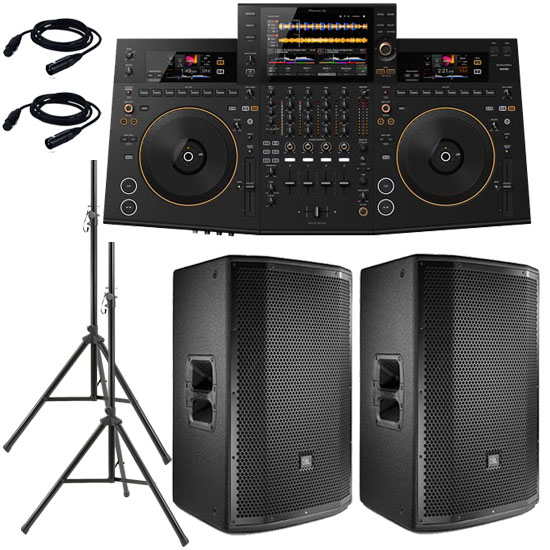 Pioneer DJ OPUS-QUAD and (2) JBL PRX815W with Stands and Cables Package