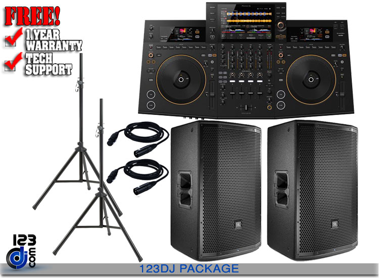 Pioneer DJ OPUS-QUAD and (2) JBL PRX815W with Stands and Cables Package