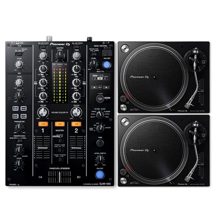 Pioneer DJM-450 Mixer & (2) Pioneer PLX-500 (Black) Package