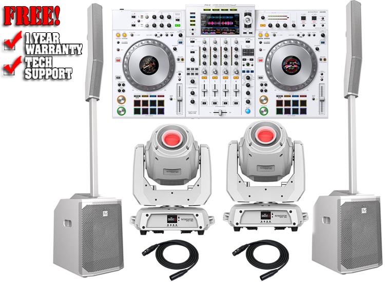 Pioneer XDJ-XZ-W and Electro Voice EVOLVE 50 White with Intimidator Spot 360 White Package