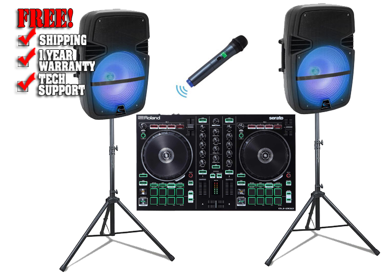 Roland DJ-202 & Technical Pro PB8X2WPKG Pack