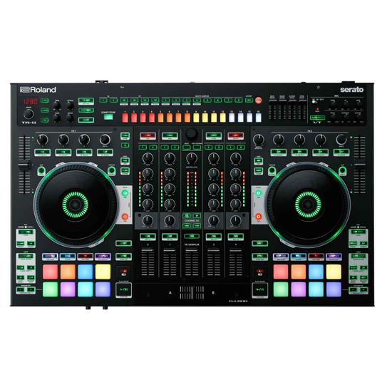 Roland DJ-808 4-Channel Mixer & DJ Controller & KRK RP103G3 10" 3-Way Active Studio Monitors & 12S2 v2 12" Subwoofer Package