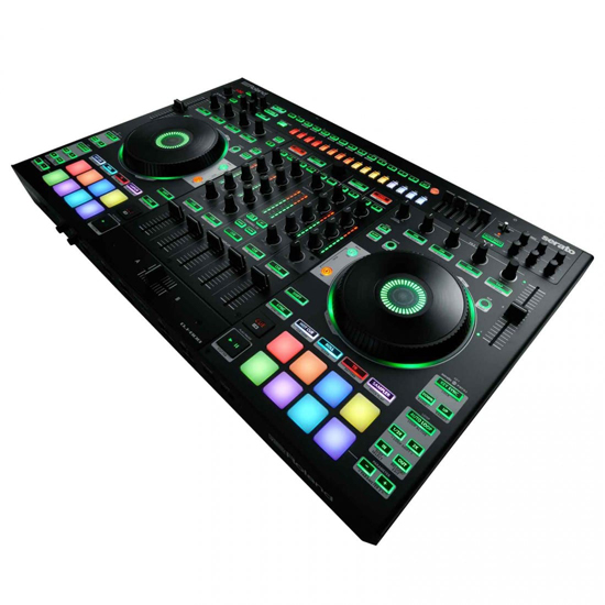 Roland DJ-808 4-Channel Mixer & DJ Controller & KRK RP103G3 10" 3-Way Active Studio Monitors & 12S2 v2 12" Subwoofer Package