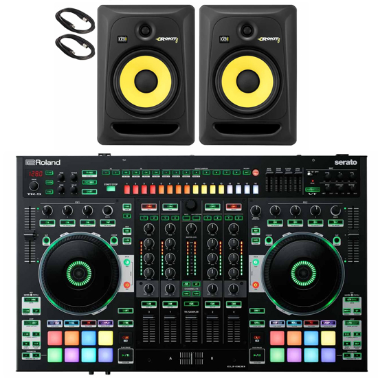 Roland DJ-808 with KRK Rokit 8 G3 RP8G3 8" Powered Studio Monitor Speakers Package