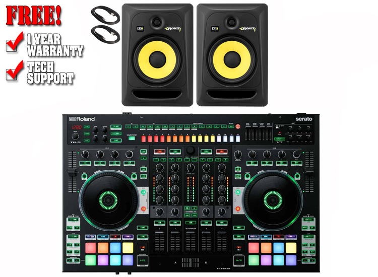 Roland DJ-808 with KRK Rokit 8 G3 RP8G3 8" Powered Studio Monitor Speakers Package