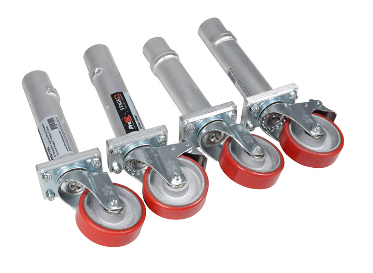 ProX XSQ-10W StageQ™ Locking Staging 10" Height Stage Legs with 5" Rubber Steel Casters | Set of 4