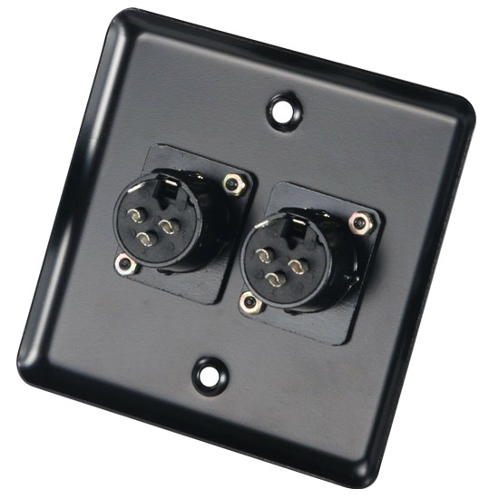 Roxtone RWSP006-BK (2) XLR Female Square Wallplate Single Gang - Matt Black