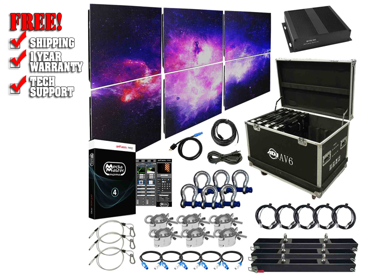 American DJ AV6 6mm LED Video Wall 3x2 Complete Package DJ Video