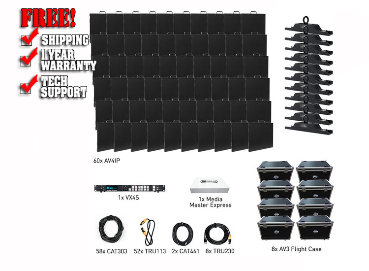 American DJ 60 - AV4IP 10X6 VideoWall Package with 8-Road Cases