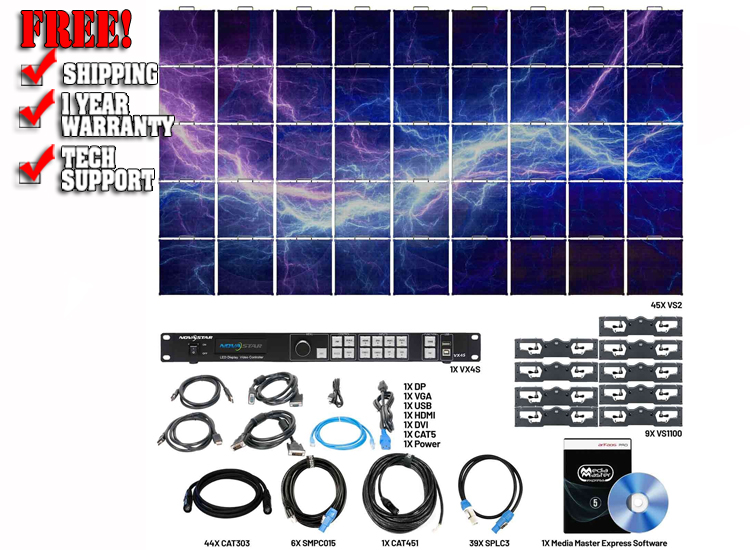 American DJ VS2 9X5 Video Panel System Featuring 45 ADJ VS2 2.97mm Pixel Pitch Video Panels