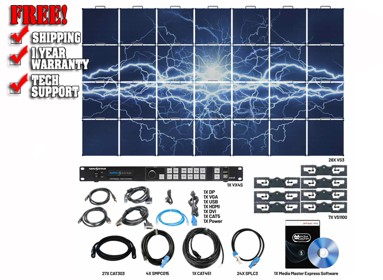 American DJ VS3 7X4 Video Panel System Featuring 28 ADJ VS3 3.91mm Pixel Pitch Video Panels