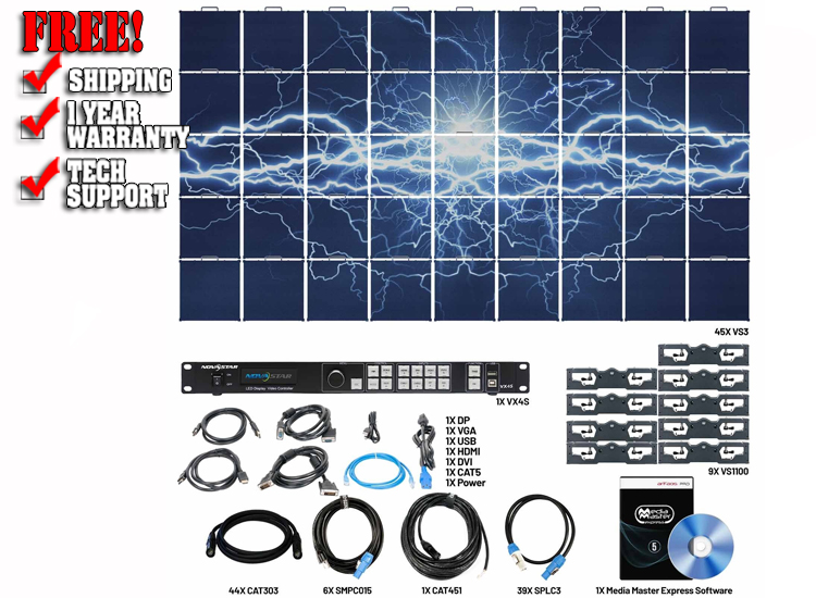 American DJ VS3 9X5 Video Panel System Featuring 45 ADJ VS3 3.91mm Pixel Pitch Video Panels